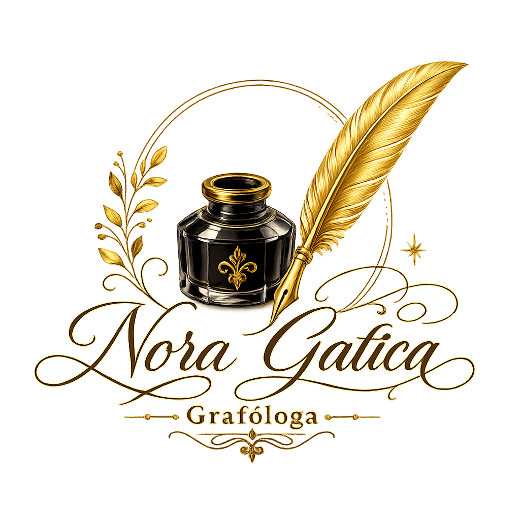 Logo for the Estudio Grafológico Nora Gatica project, shown as a circular brand mark with stylized script and the project name.